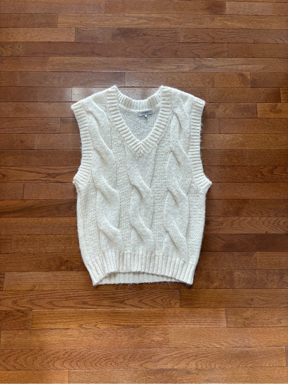 FRNCH Paris Cream Cable Knit Cozy Sweater Vest